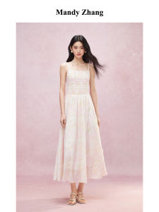 French Vacation Style Printed Sleeveless Long Dress