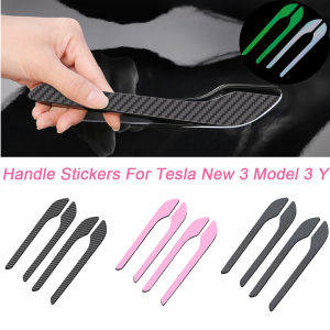 2/4PCS Car Door Handle Stickers for Tesla Model Y 3 Highland Anti-scratch Door Handle Protector Carbon Fiber Decorative sticker
