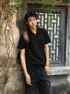 Áo Thun Polo Cổ Polo Tay Ngắn Màu Đen Cho Nam Mùa Hè Thoáng Khí Cổ Polo Tay Áo Ngắn Thoải Mái Thoáng Khí Thường Ngày