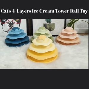 Pet Toy Cat Four Layer Ice Cream Tower Ball & Track Game Cat Toy Boredom Removal |Mainan Trek Kucing Hilang Bosan|