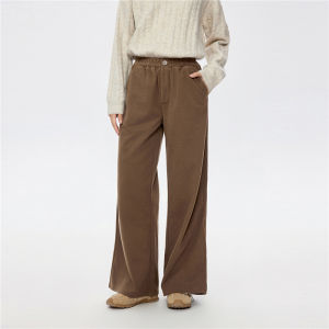 Giordano Womens Casual Wide Leg Pants Elastic Waist Fake Door Tube Grey System Spring New Style Comfortable Loose Fit Trousers