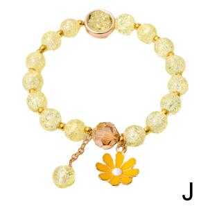 Korean Daisy Flowers Bracelet Colorful Crystal Glass Beads Elastic Rope Bracelets Bohemian Fashion Handmade Jewelry Gifts 팔찌
