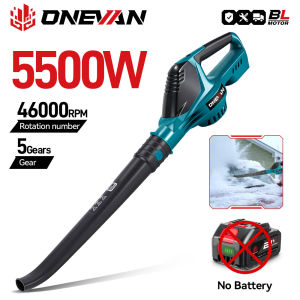 Onevan | ONEVAN Brushless Electric Leaf Blower 5500W Portable Rechargeable Air Blower Dust Snow Blowing Power Tool For Makita BatteryPin