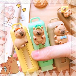 Creativity Retractable Kawaii Capybara Pencil Eraser Push Pull Eraser Professional Drawing Painting Cute School Supplies