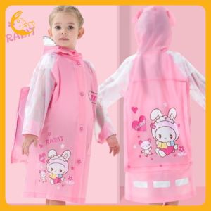 Kisss Baby เสื้อกันฝนเด็ก Childrens raincoat ชุดกันฝนเด็ก เสื้อกันฝนแบบฮู้ด เด็กชายเด็กหญิงเด็กเสื้อปอนโช เสื้อกันฝนนักเรียน พกพาสะดวก with schoolbag seat เลือกได้หลายสี