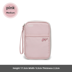 RFID Passport Holder Travel Document Bag Ticket Clip Neutral Gender Large Banknote Clip Zipper Pocket Dark Grid