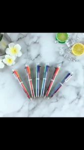 Pulpen Tinta 6 Warna Transparan Bullet Tip 0.5mm Ballpoint Alat Tulis Perlengkapan Sekolah Kantor 6in1 Warna Warni Pen Six-in-One Color Bolpen Cetek Perlengkpan Menulis Bisa Untuk Souvenir Pernikahan - FR Gallery