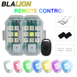 BLALION Motorcycle LED RGB Aircraft Strobe Lights Flash Position Wireless Light with USB Charging 7Colors Turn Signal Indicator
