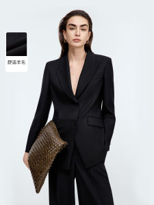 Business Commute Style Tailored Suit Waist Cinched Tunic Coat Elegant Office Fashion Womens Long Sleeve Regular Fit Coat