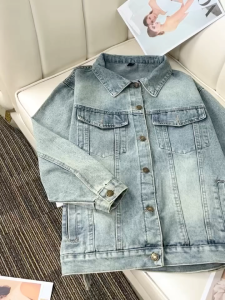 Short denim CASSANDRA WOMENS JACKET OVERSIZE DENIM JEANS VEST JACKET OVERSIZE VINTAGE JACKET KOREAN STYLE OVERSIZE VEST JINS