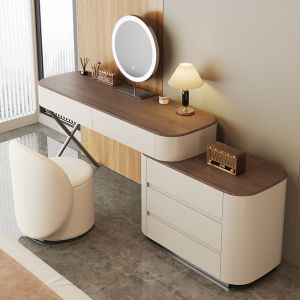DUOBAOFUXING | Cream Style Scratch-resistant Real Wood Extensible Vanity Table