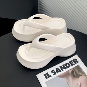 EVA Thick Heel Sandals Womens Summer Outdoor Wear Heightening Beach Walking Foot Sensation Buckle Sandals Ladies Flip Flops