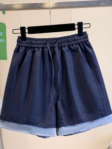 Flattering Drawstring High Waist A-line Denim Shorts Plus Size