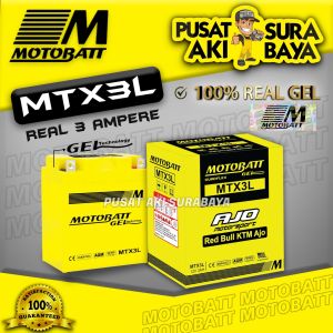 OFFICIAL MOTOBATT GEL MTX3L 3 AH ORIGINAL AKI MOTOR KAWASAKI NINJA R 150 NINJA SS 150