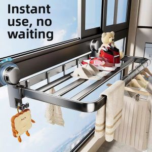 WALKING LU | Foldable Suction Wall-Mounted Shoe and Clothes Drying Rack