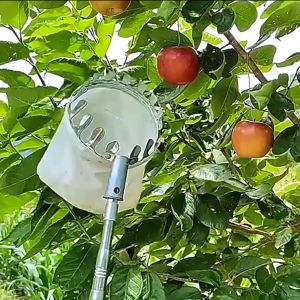 Vợt hái trái cây trên cao đa năng kèm túi vải dụng cụ hái hoa quả kim loại siêu bền đẹp
