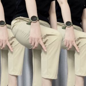 Quần Thể Thao Ice Silk Mỏng Mùa Hè Nhanh Khô Quần Bó Cạp Cao Thoải Mái Đa Năng Co Giãn Thon Gọn Thẳng Quần Bó