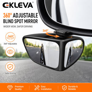 EKLEVA Car Reversing Small Round Mirror Front And Rear Wheel Wide-Angle Mirror Double-Sided Auxiliary Rearview 360 Degree Blind 2Pcs(Left & Right))