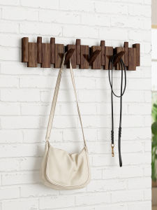 Real Wood Keyboard Hook Wall Mounted Coat Rack Entrance Hall Walnut Wood Clothes Hook Creative Door Back Coat Hat Rack