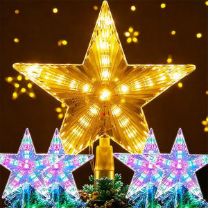 3pcs Large Christmas Tree Top Star Decoration Lights / Glitter Five-pointed Star Lamp Xmas Tree Orgaments / DIY LED Christmas Lights / Outdoor Wedding New Year Navidad Decoration