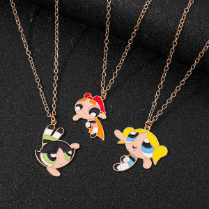 Kawaii Powerpuff Girls Mặt Dây Chuyền Vòng Cổ Cho Bé Gái Thời Trang Hợp Kim Kẽm Hình Động Vật Nữ Hợp Thời Trang Phụ Kiện Quà Tặng