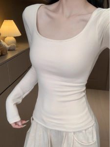 Pure Desirable Mink Beige Slim Fit Insulated U-Neck Womens Top