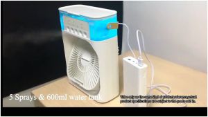 Supermax  Desktop Humidifier Cooler Spray Mist Fan Usb Air Cooling Fan with 7 Colors LED Light