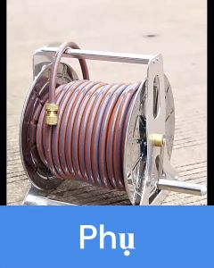Bộ khung rulo inox đa năng tưới cây rửa xe vệ sinh...kết hợp với dây 3 lớp cùng súng phun đa năng