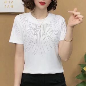 QIAOXIZI | Loose Fit Ageless Slimming Short Sleeve T-shirt for Women