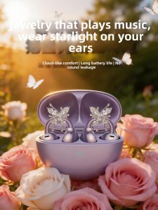 MEIGOUMEIGOU | Butterfly Rhinestone Ear Hook Headphone Accessories for Huawei FreeClip2 Bluetooth Earrings