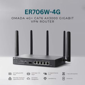 TP-Link ER706W-4G Omada 4G+ Cat6 AX3000 Gigabit VPN Router | WiFi Router | Nano SIM Card Slot | Gigabit Ethernet Port
