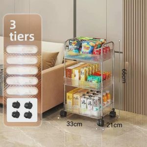 Acrylic Cosmetic Storage Cart Floor Standing Mobile Rack Bedroom High Aesthetic Value Multi-Functional Shelf Organizer