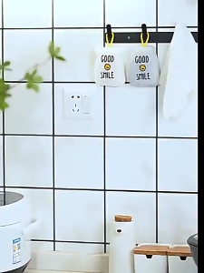 Multi Hook Wall Adhesive No Drill Hooks Black Aluminum Hanging Clothes Towel Kitchen Bathroom Dinding Cangkuk Pantri