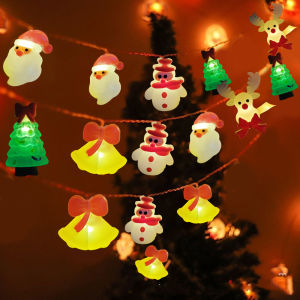【On Sale】1.5M Santa Claus Christmas Light Snowman Xmas Tree Fairy String LED Lights Snowflakes Elk Hanging Ornaments For Home Decor