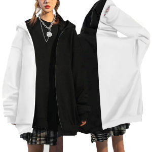 High Street Hoodie Men Solid Color Zip Up Long Sleeve Loose Jacket Coats Casual Hooded Sweatshirt Y2K Fashion Outdoor Clothes