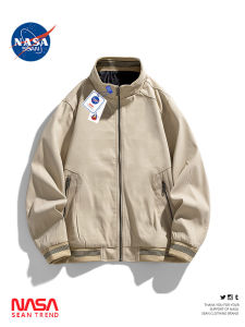 Wassup Panda American Style Loose Fit Stand Collar Jacket Mens Spring Autumn Versatile Casual Retro Zipper Closure Outerwear