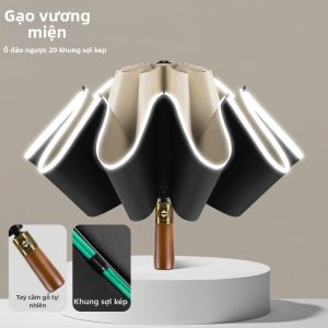 Ô Dảo Ngược Tự Động Mở Đóng An Toàn Tay Cầm Gỗ