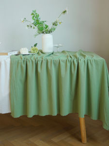 Pure White Cotton Linen Tablecloth Spring Green Avocado Color Wedding Outdoor Birthday Decoration Background Simple Modern Style Rectangular