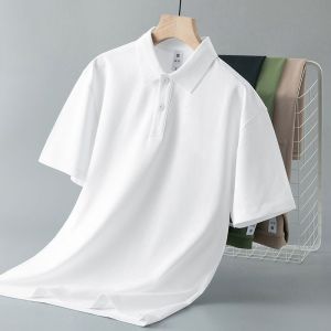 Áo Thun Polo Cổ Polo Tay Ngắn Màu Trơn Cỡ Lớn Cho Nam Mùa Hè Thường Ngày Không Cần Ủi Phong Cách Mỹ Thường Ngày