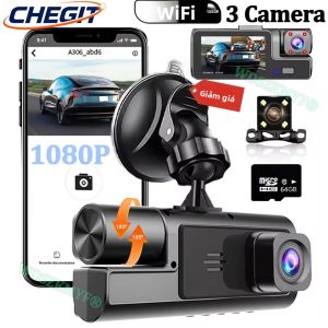 Camera Hành Trình 3 Mắt Tích Hợp WiFi Ứng Dụng DVR Ghi Hình Tầm Nhìn Ban Đêm Hồng Ngoại Màn Hình IPS 1080P Ghi Hình Vòng Lặp Cảm Biến G Camera Trước & Sau