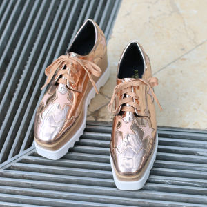 Daily Special Offer XINGX Platform Shoes Women Platform Slanted Heel Square Toe Single-Layer Shoes Lace-up Height Increasing High Heels Silver