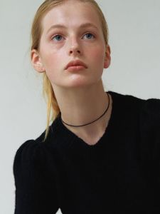 หายากสร้อยคออาเกตสีดําธรรมชาติ Retro Retro สไตล์ Miniature STACKABLE Original Silver Clavicle CHAIN สําหรับผู้หญิง