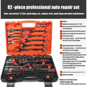 82/53/46PCS Car Repair Tools Socket Wrench Set Original Tools Set with Box Car Tools Complete Set Torque Wrench Tool Box Set Wrench Tools Set Spanner Wrench Set Tools Wrench Socket Set Ratchet Wrench Socket Tools Toolbox Set Motorcycle Tools Complete Set