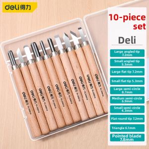 deli | Woodcarving Hand Engraving Tool Set For Rootwood Wooden Sculptures Rubber Stamp Gypsum