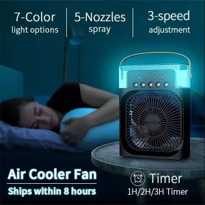 3 In 1 Fan AIr Conditioner Household Small Air Cooler LED Night Light Portable Humidifier Air Adjustment Fan Office Home Fan New