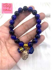 Blue Tiger Eye with Buto ng Sinukuan/Money Bar/Mantra Lucky Charm Bracelet