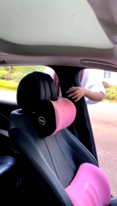 หมอนลองคอ พนักพิงศีรษะ หนังนิ่มหมอนรองคอรถยนต์ ที่รองพิงหลังสำหรับรถยนต์ วัสดุฟองน้ำหน่วยความจำ