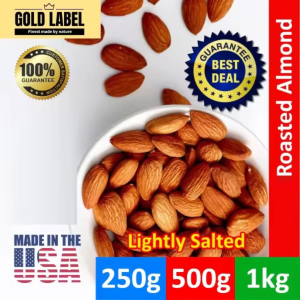 GoldLabel Premium Natural Roasted California Almond (Lightly Salted) 250g/500g/1kg - Roasted Healthy snacks Vegan