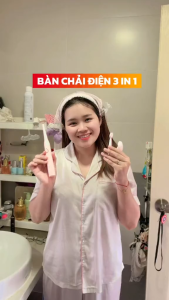 Bàn chải điện Sonic Q-188 bàn chải đánh răng máy rửa mặt kiêm mát xa mặt 3 in 1 bản Plus Kháng nước IPX7 Đổi Mới 30 Ngày Đầu
