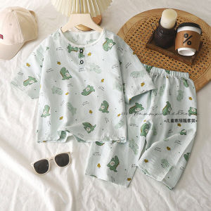 เสื้อผ้าเด็ก ฤดูร้อน ชุดอยู่บ้าน Cloud การ์ตูน ผ้าฝ้าย ชุดนอน เด็กทารก เด็กผู้หญิง เสื้อผ้าเครื่องปรับอากาศพิมพ์ลายแขนเจ็ด